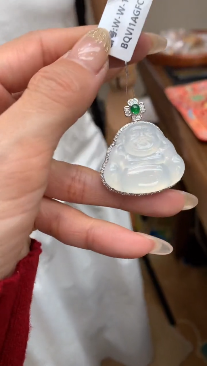 【闪购商品】翡翠颈饰18K金镶嵌佛公