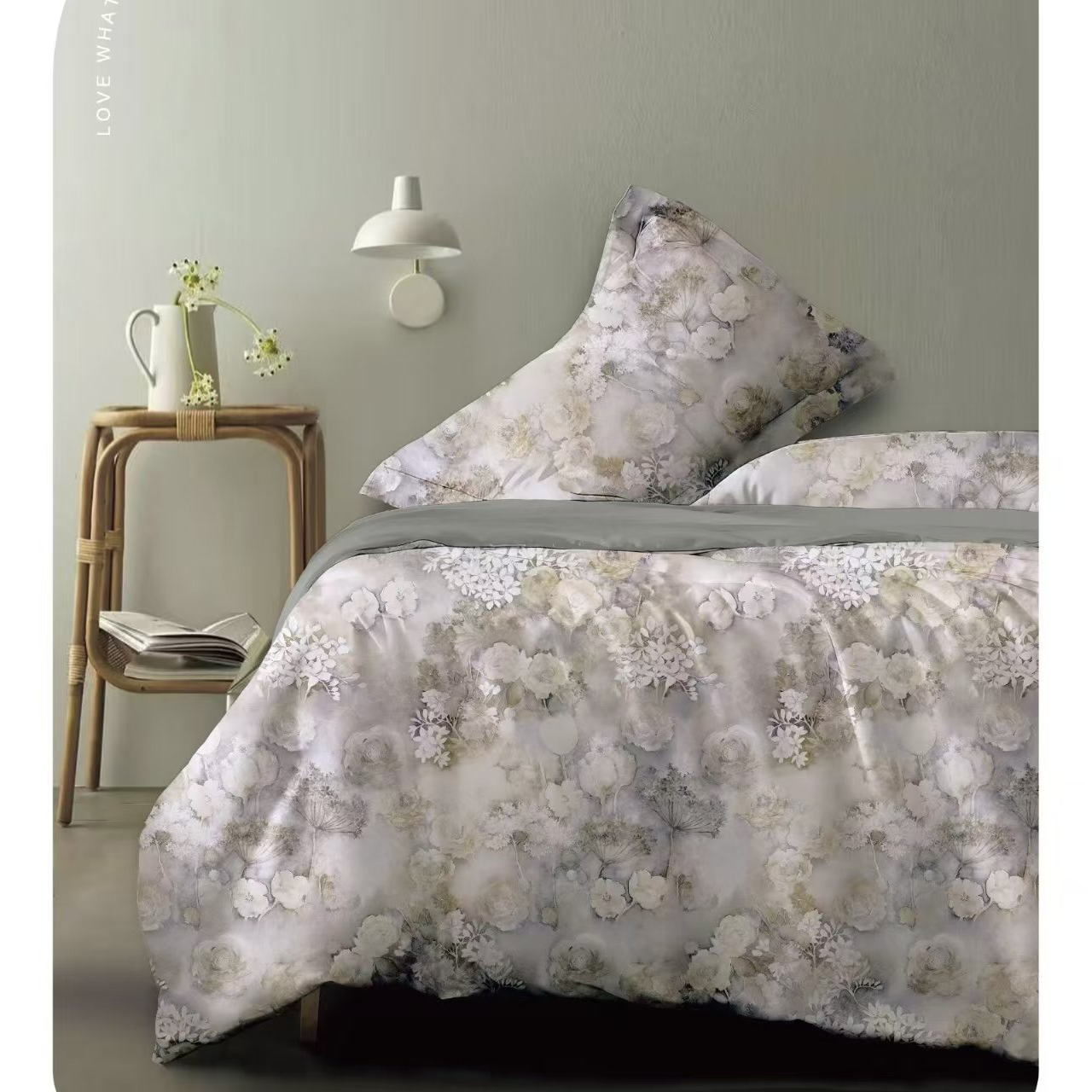 【月亮轻奢】超柔纯棉数码印花亲肤四件套-映画-灰