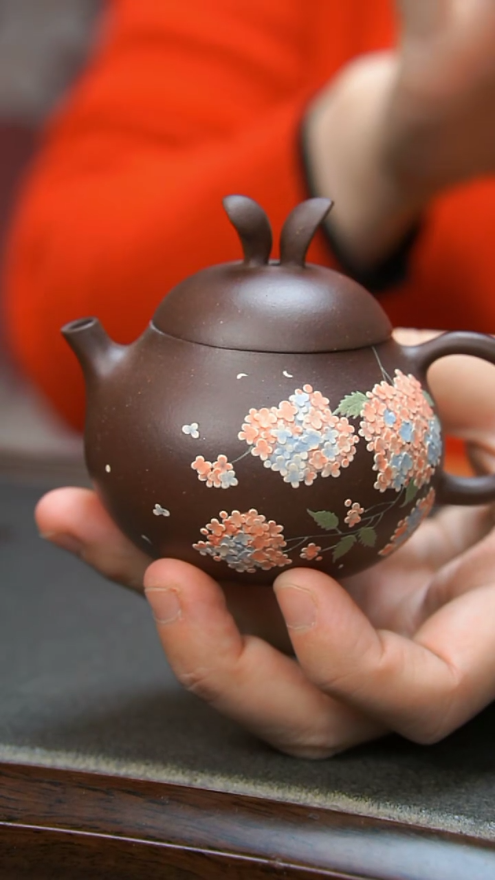 【闪购商品】紫砂茶壶兔耳朵绣球花壶微瑕