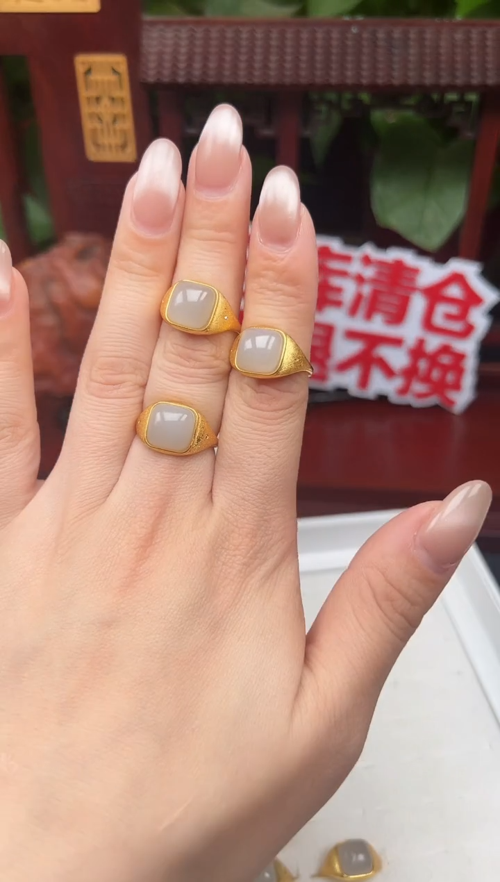 银S925镶嵌戒指和田玉戒指xa08多样性发其一