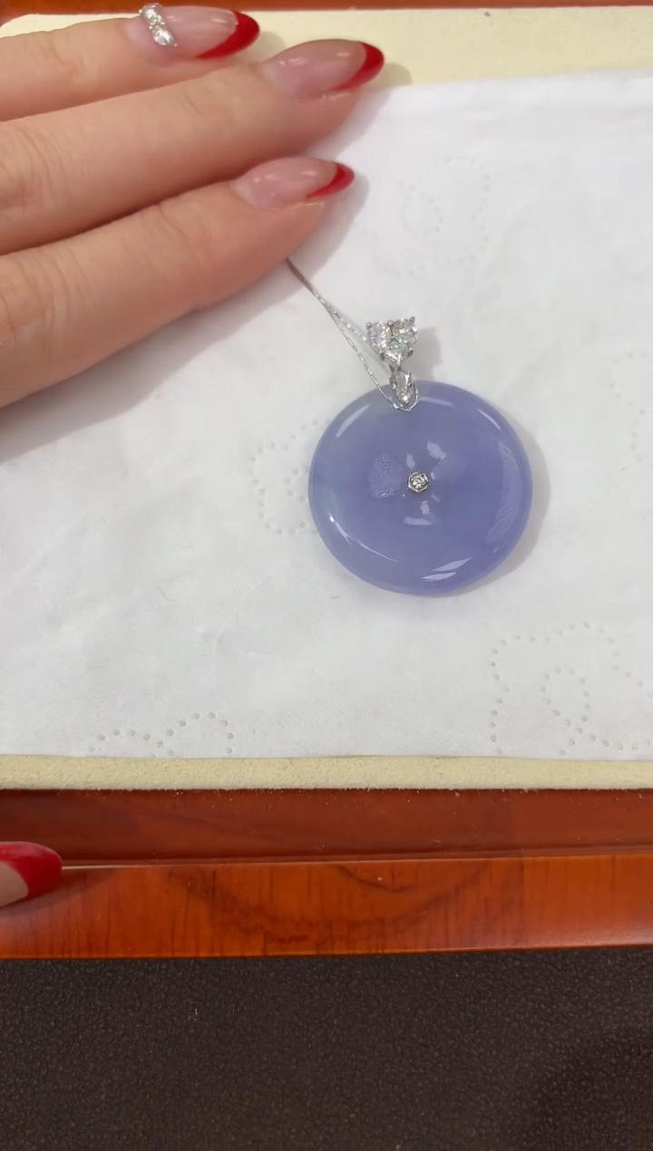 【闪购商品】翡翠颈饰18K金镶嵌天然缅甸a货翡翠