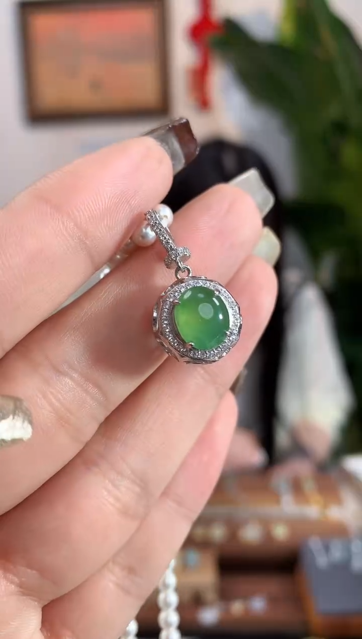 【闪购商品】翡翠银S925镶嵌吊坠(不含链)吊坠