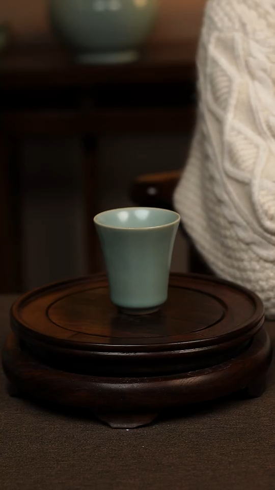 瓷片仿古天青闻香杯80ml 微瑕 不带礼盒