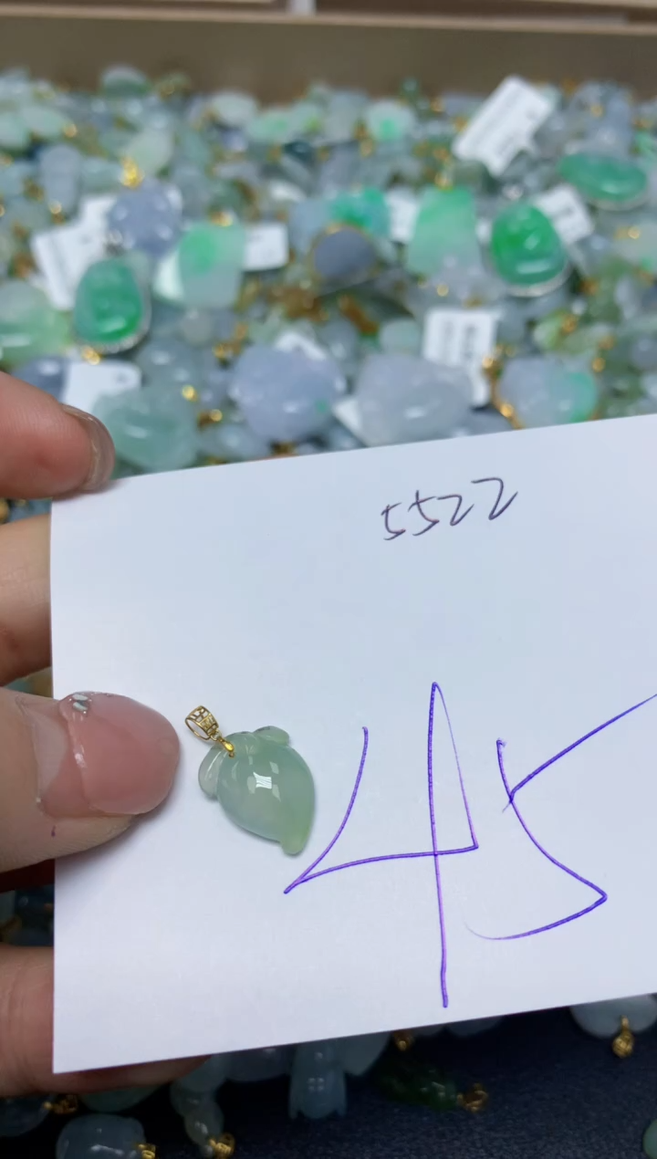 【闪购商品】翡翠挂件18K金镶嵌 天然翡翠A货