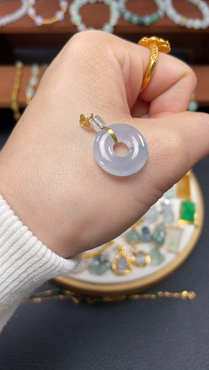 【闪购商品】翡翠吊坠(不含链)18K金镶嵌一个  JK342