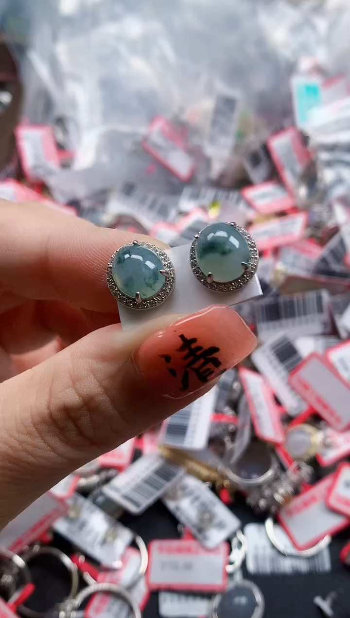 银S925镶嵌戒指翡翠天然A货缅甸翡翠