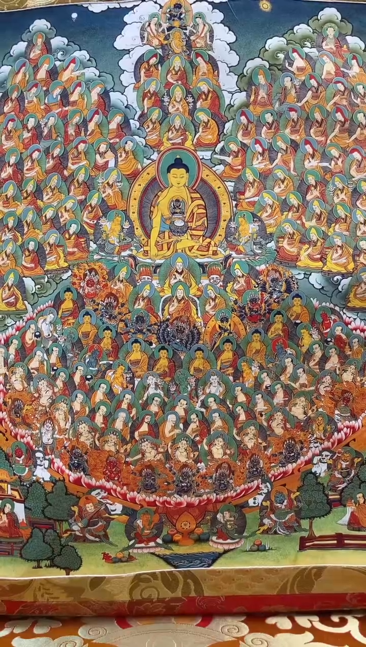 【闪购商品】卷轴画矿物质喷绘  释迦皈依境1.3m金色龙布