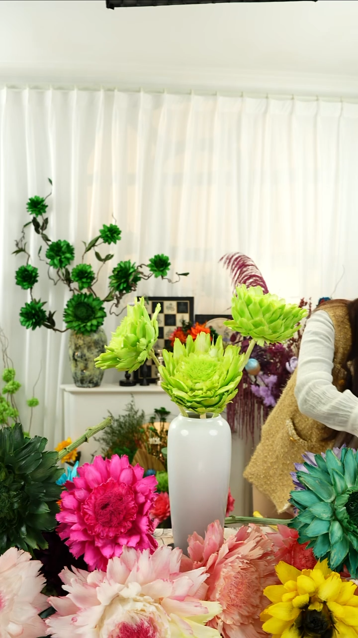 永生花 霸王花 3个头叶片有伤有染色点【果绿】A15