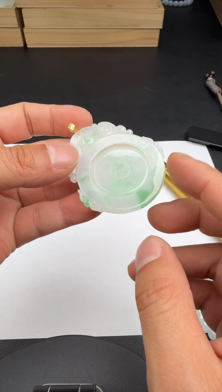 吊坠(不含链)18K金镶嵌翡翠翡翠饰品-165