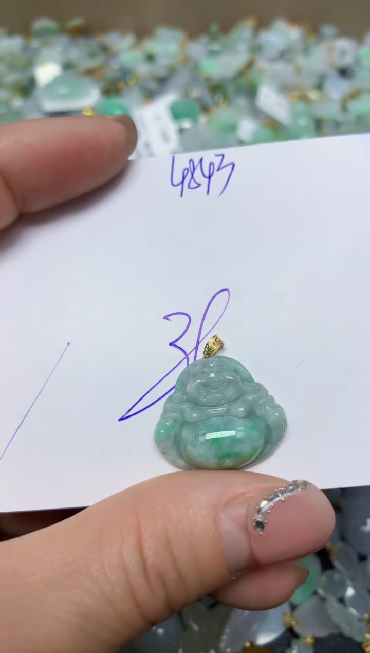 【闪购商品】翡翠挂件18K金镶嵌 天然翡翠A货