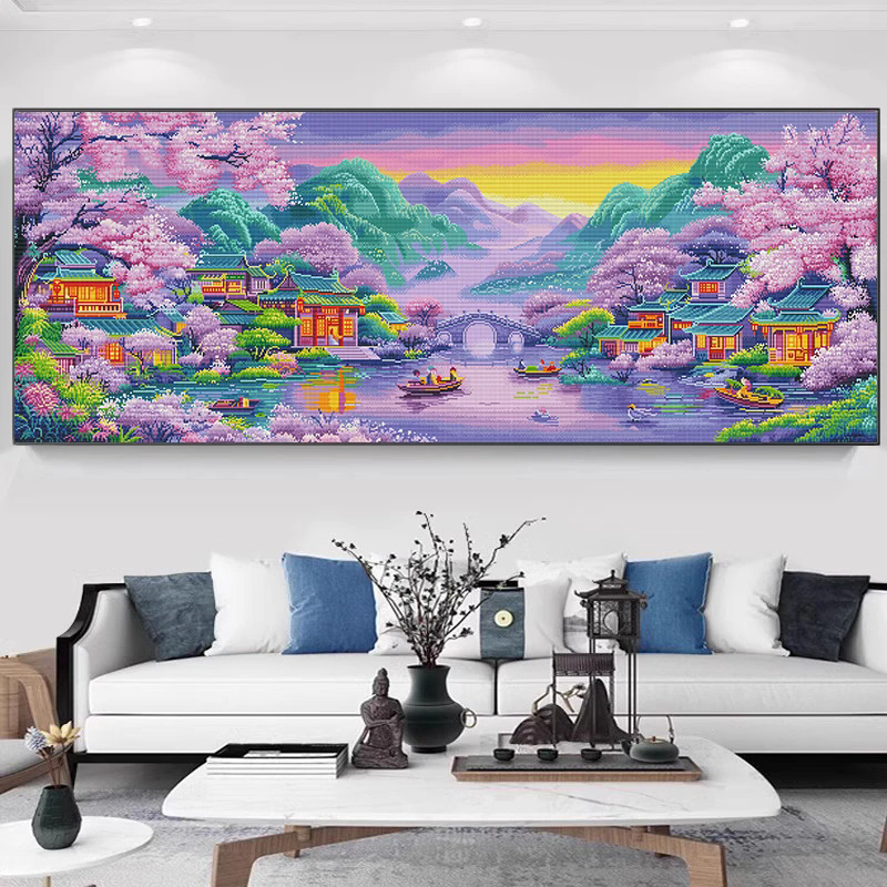 【美娜丽莎】梦境江南水乡十字绣满绣无勾边风景画大幅客厅卧室