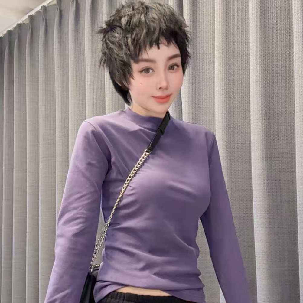 时尚款欧姐家1528款紫色净版打底衫a