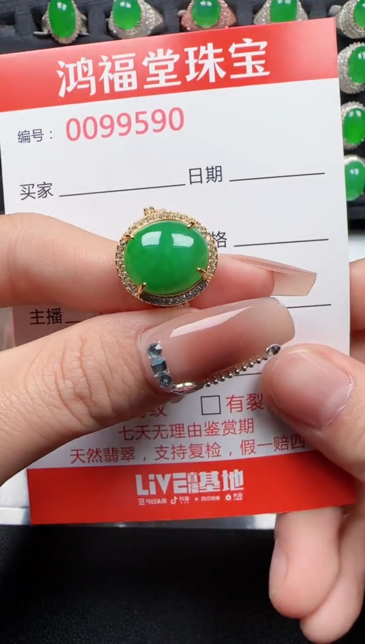 【闪购商品】翡翠戒指银S925镶嵌9590