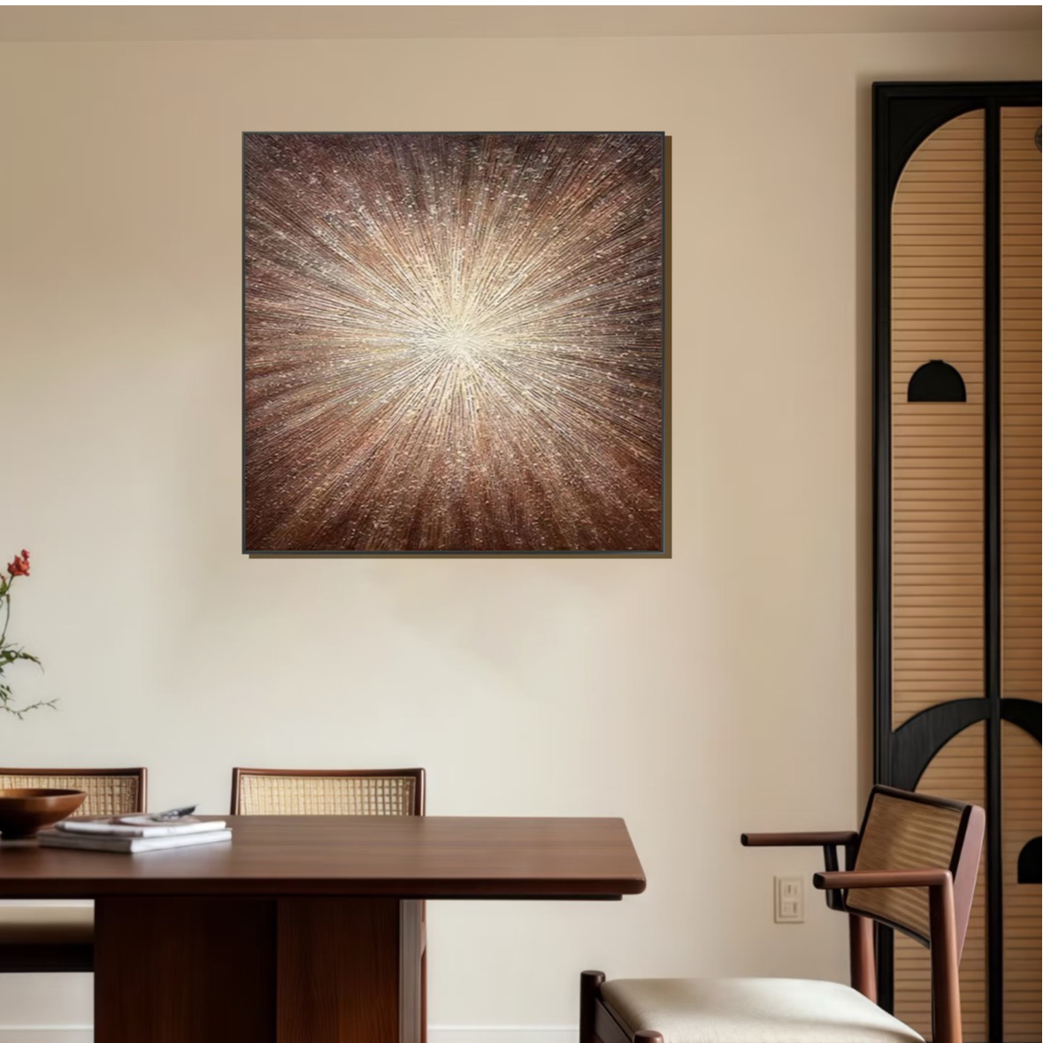 2025最新款单幅《星芒》纯手绘油画布餐厅卧室轻奢装饰画挂画客厅