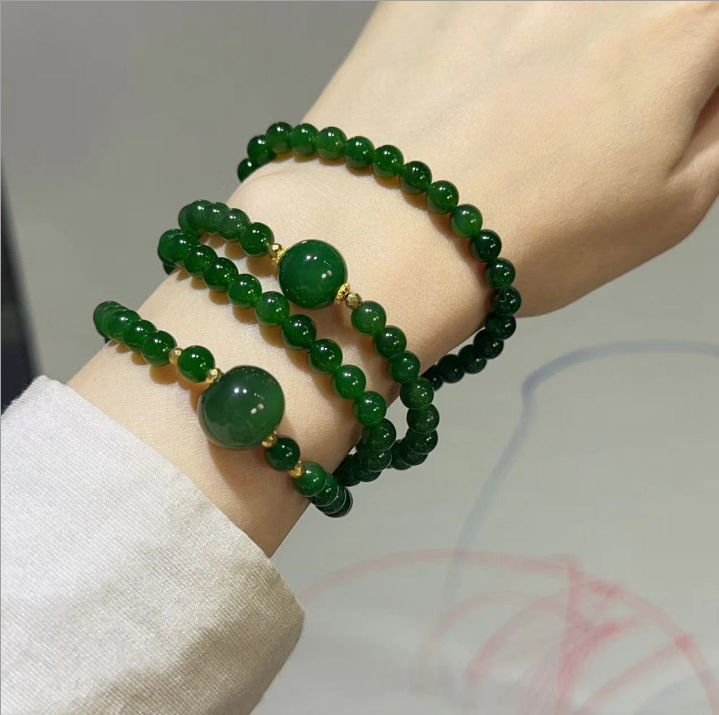 【老掌柜】18k和田玉/碧玉多圈手串 /M051801