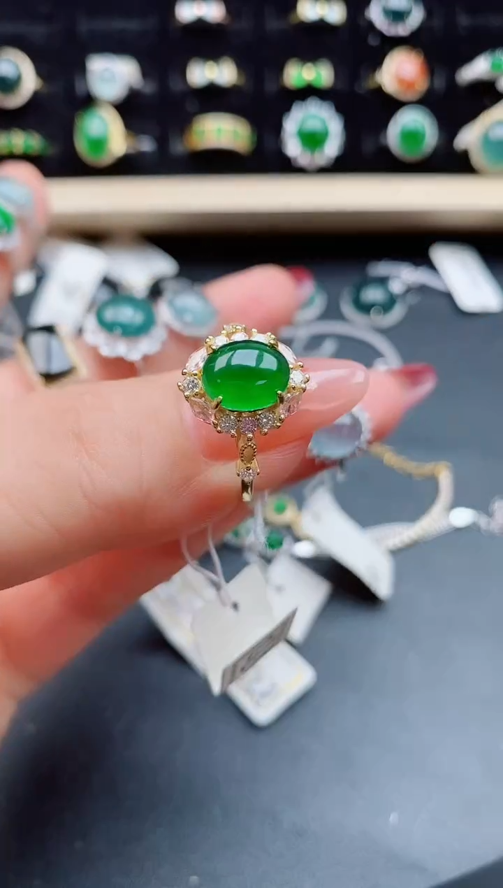 【闪购商品】翡翠戒指银S925镶嵌12121
