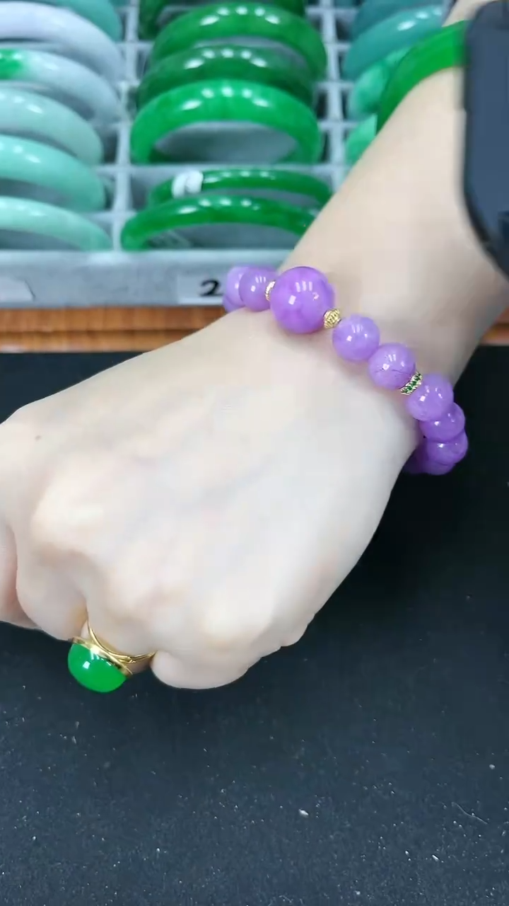 【闪购商品】翡翠手链未镶嵌s65 紫罗兰手串 卡10mm