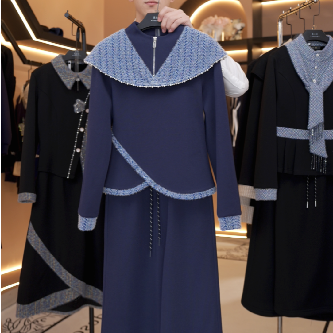 【宠粉价】加绒）轻奢时尚气质休闲套装海军领卫衣裙NH-TZ0014