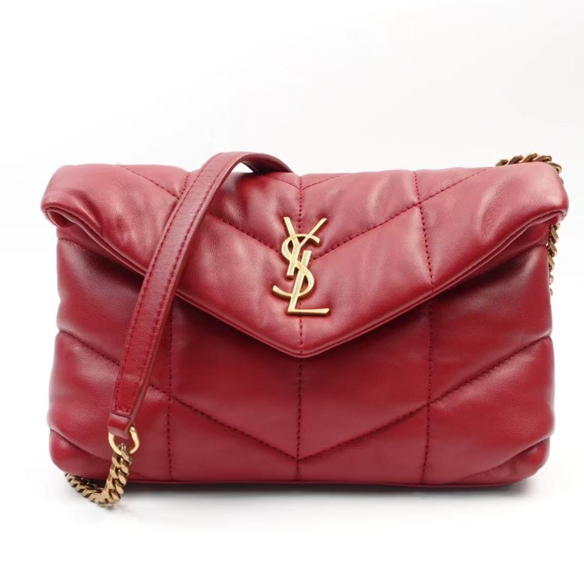 99新 YSL/圣罗兰 云朵红色/单肩包/D店