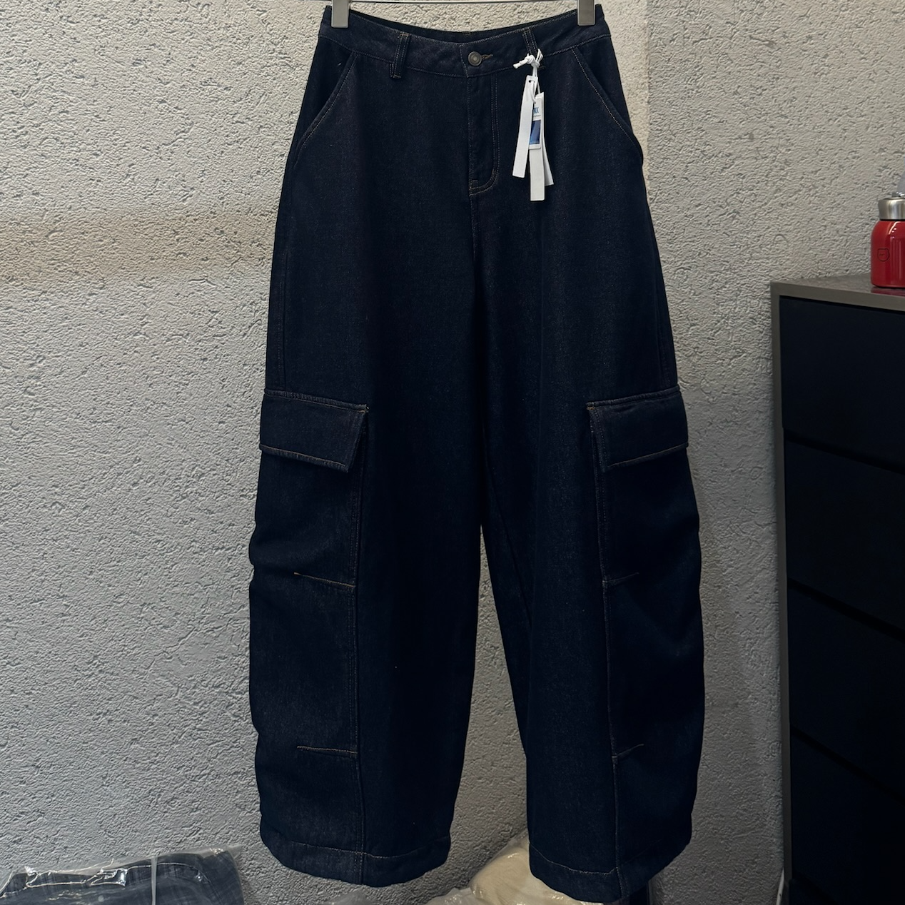 美式高街长裤厚款加绒街头风牛仔裤蓝色系裤子秋冬冬季