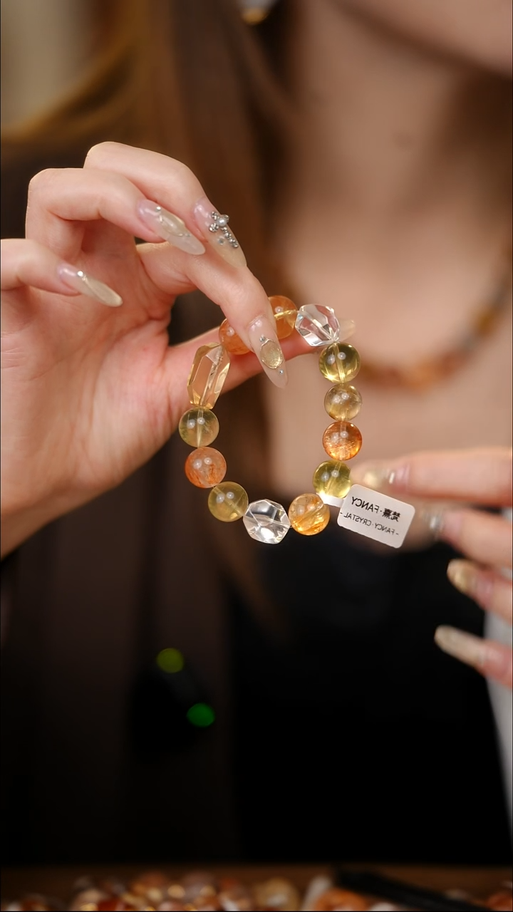 未镶嵌手串水晶黄水晶白水晶胶花