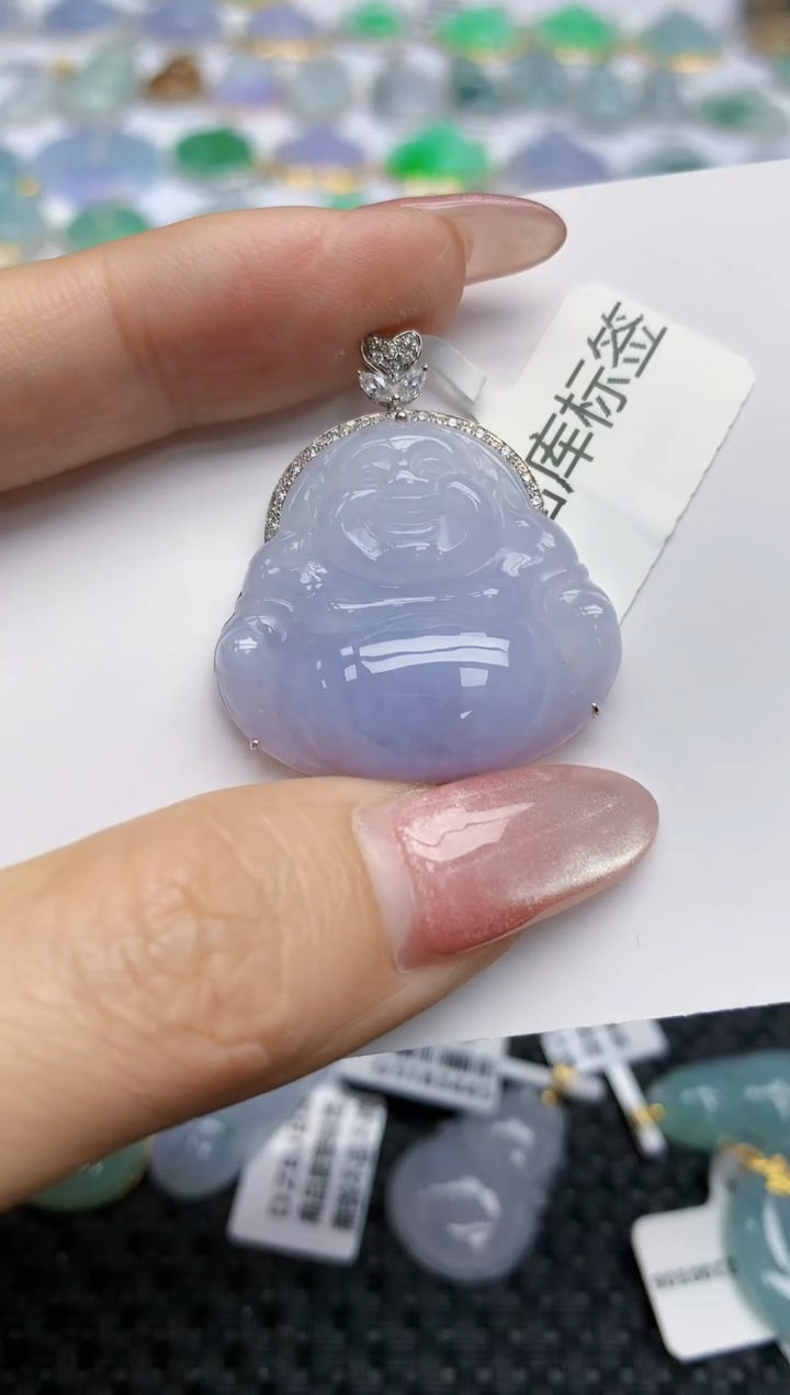 【闪购商品】翡翠挂件18K金镶嵌天然翡翠A货