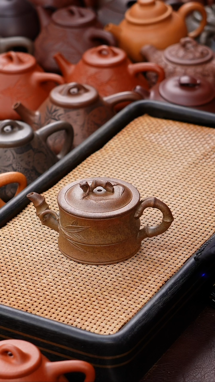 茶壶紫砂黄金段柴烧竹段130cc