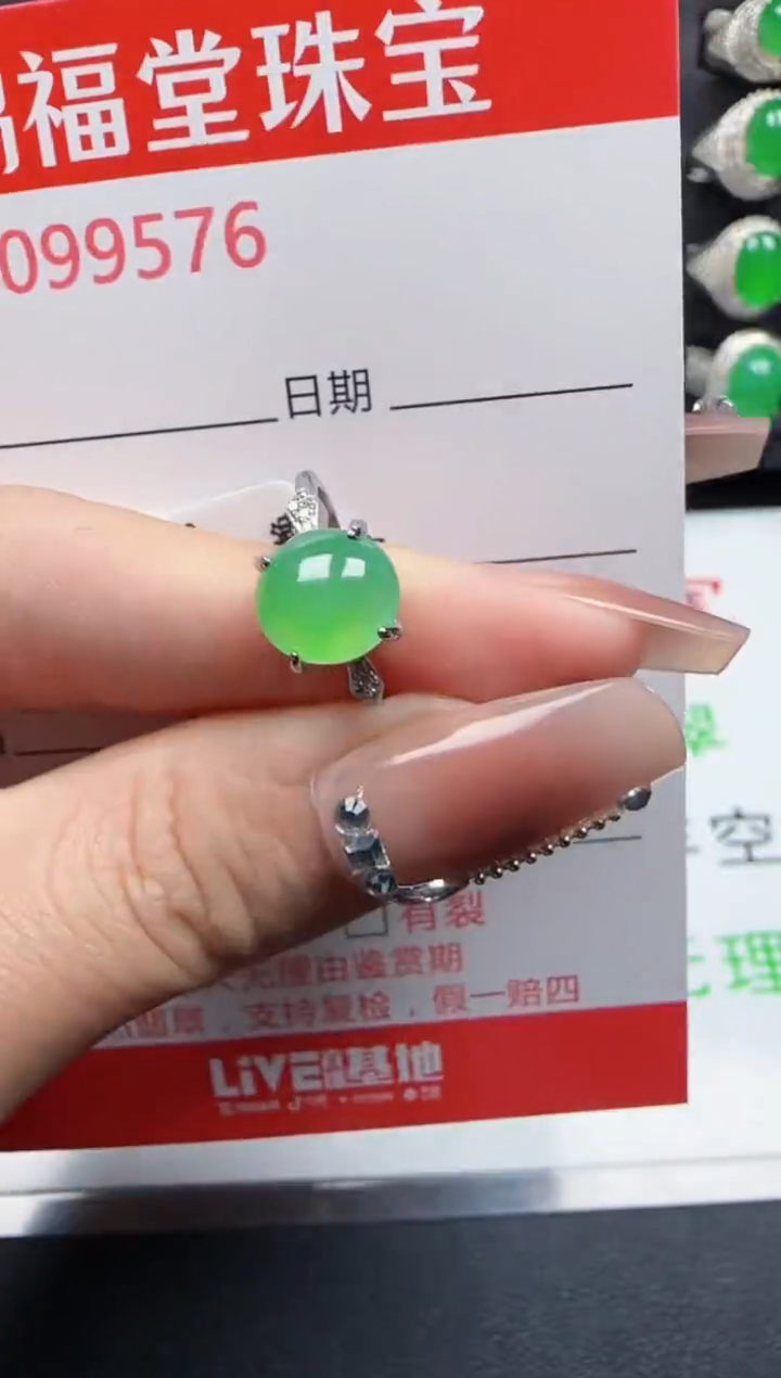 【闪购商品】翡翠戒指银S925镶嵌9576