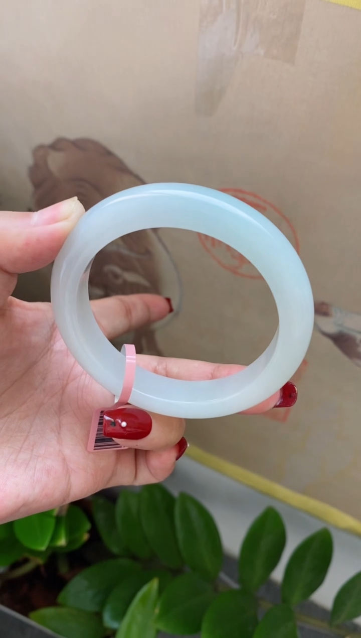 【闪购商品】翡翠手镯未镶嵌（必买 无棉 冰透胶淡晴）17号