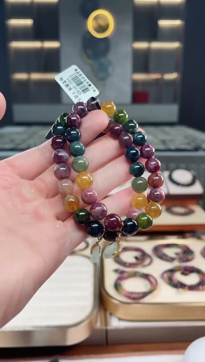未镶嵌老矿碧玺彩虹单圈手串9mm+碧玺多样性发一条xion