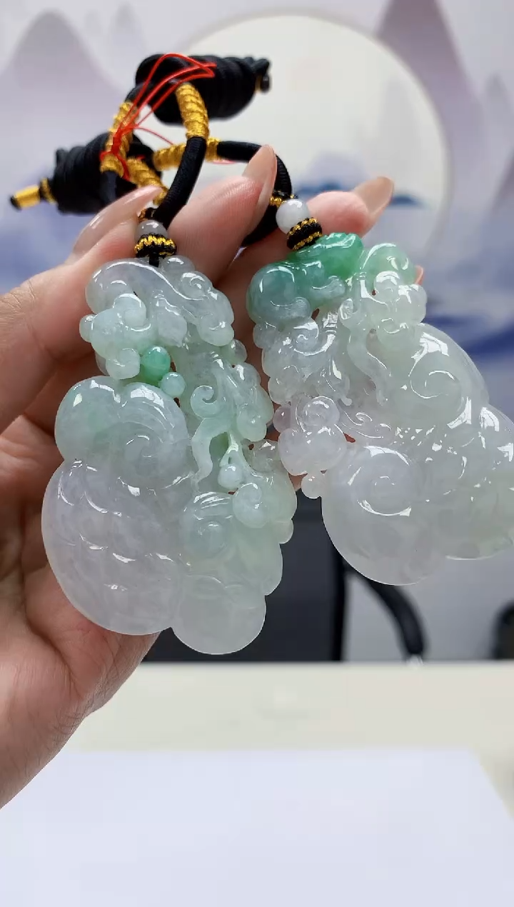 定制翡翠未镶嵌5060MM-毛货两件挂件157
