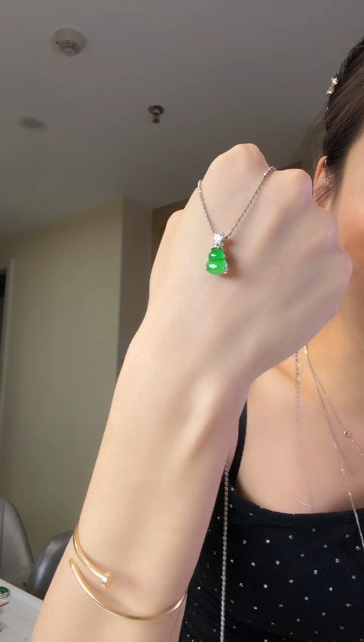 翡翠银S925镶嵌吊坠(不含链)天然翡翠吊坠