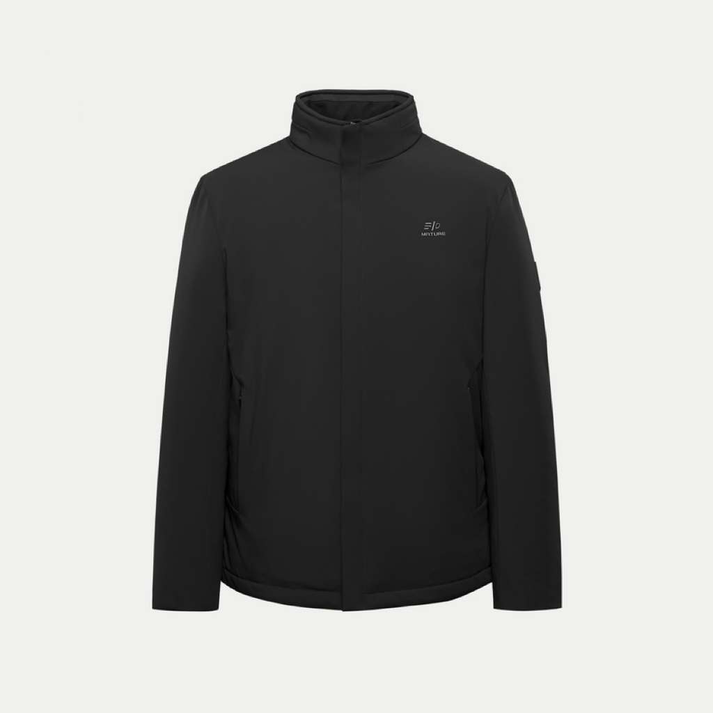 W861轻商务休闲立领干练纯黑色羽绒服男简约大气