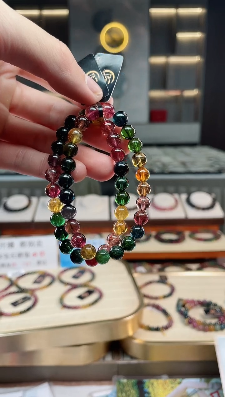 未镶嵌冰透净体老矿碧玺色标单圈手串7mm+碧玺多样性发一条xion