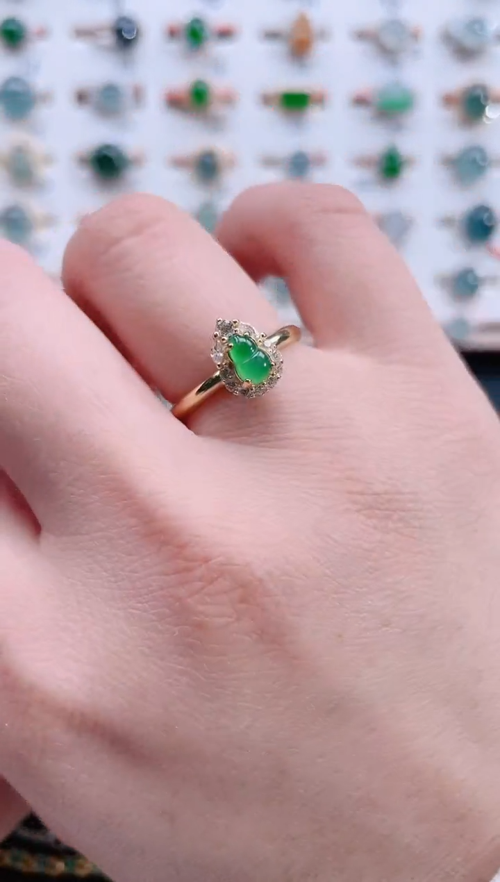 银S925镶嵌戒指翡翠天然翡翠