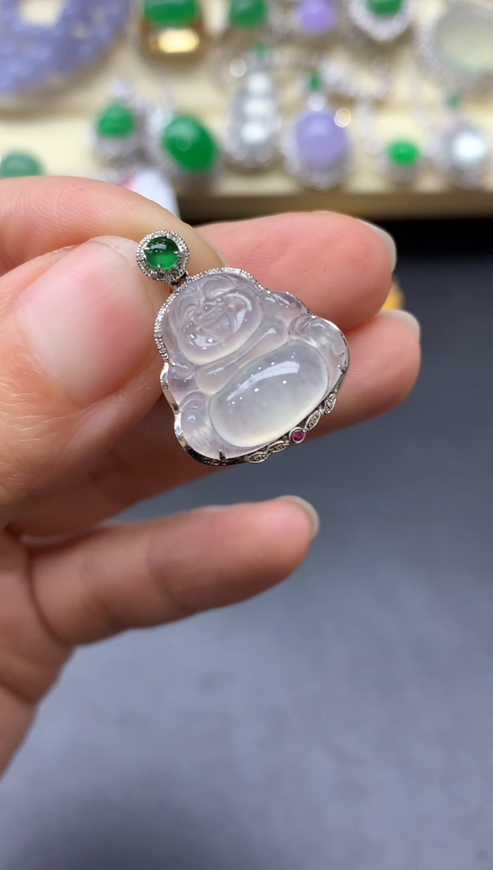 颈饰18K金镶嵌翡翠373-中国好珍宝