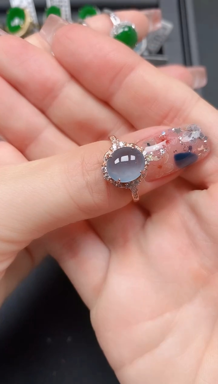 翡翠戒指银S925镶嵌11111