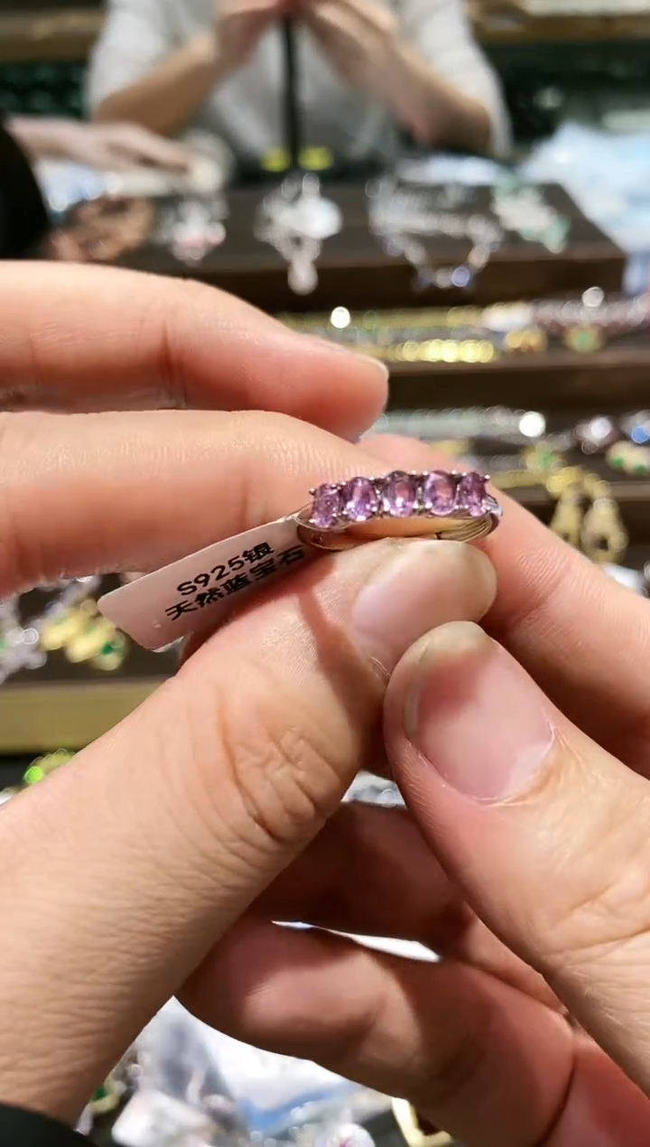 【闪购商品】蓝宝石戒指银S925镀金镶嵌戒指