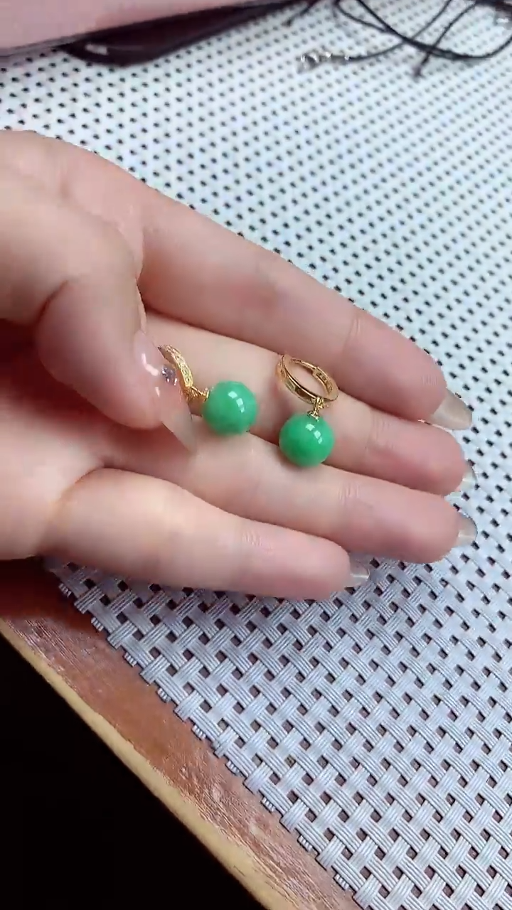 【闪购商品】翡翠耳饰银S925镶嵌耳饰