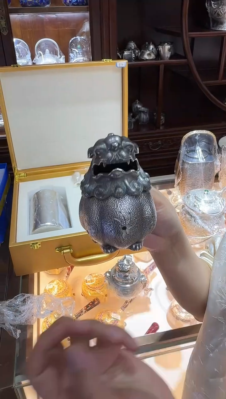 【闪购商品】足银999貔貅熏色精工茶摆件