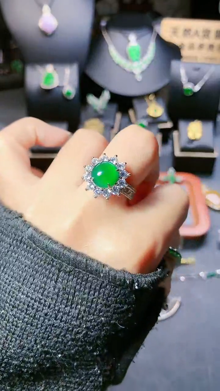 【闪购商品】翡翠戒指银S925镶嵌戒指