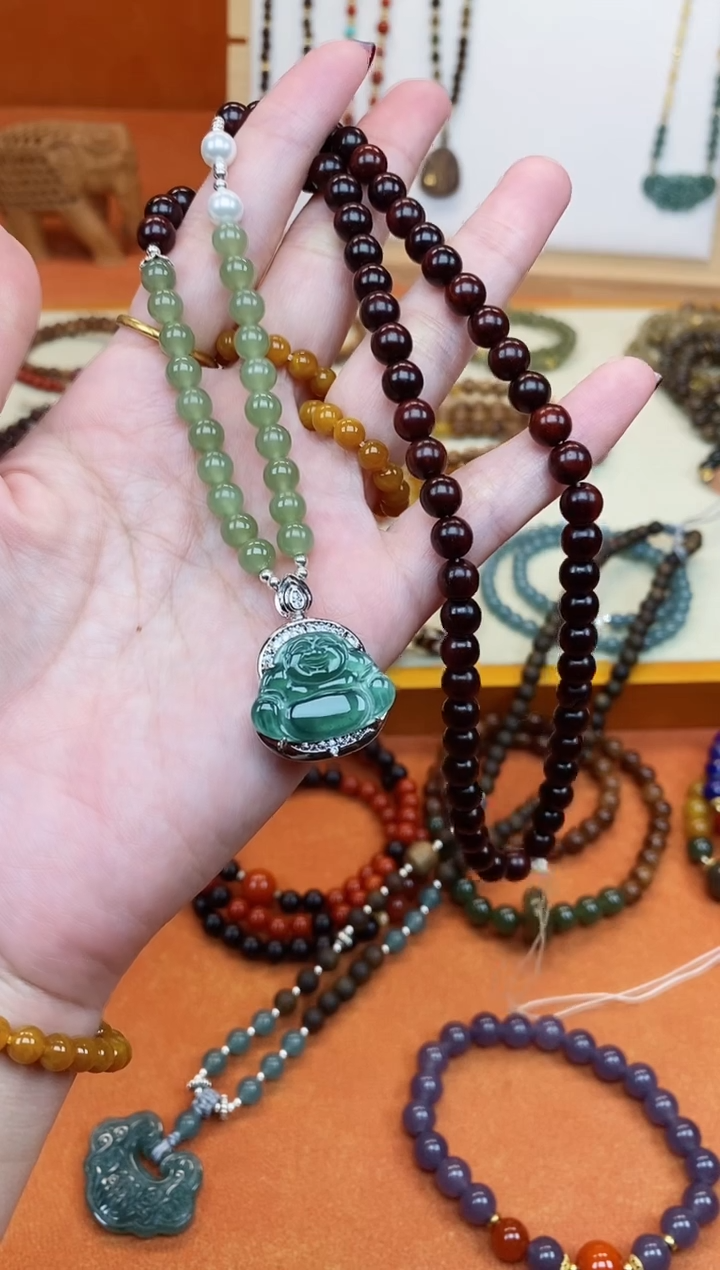 吊坠檀香紫檀（小叶紫檀）未镶嵌印度小叶紫檀蓝水佛公项链