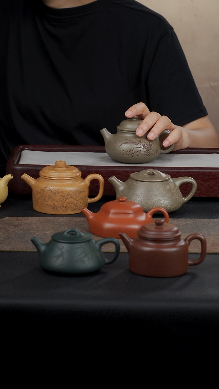 茶壶紫砂安**素容天全手工蟹壳青