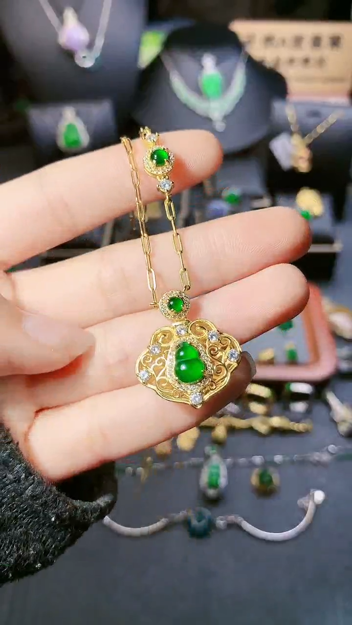 【闪购商品】翡翠项链银S925镶嵌项链