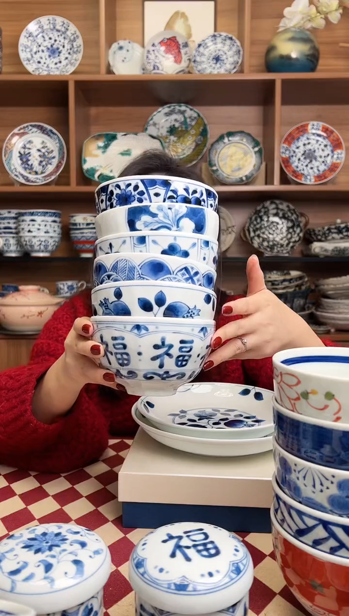 【闪购商品】瓷片蓝凛堂12.5cm利休碗 6只装混搭