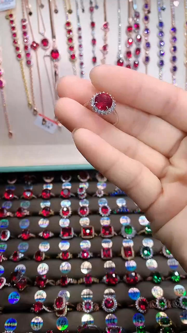 【闪购商品】红宝石戒指银S925镶嵌银色