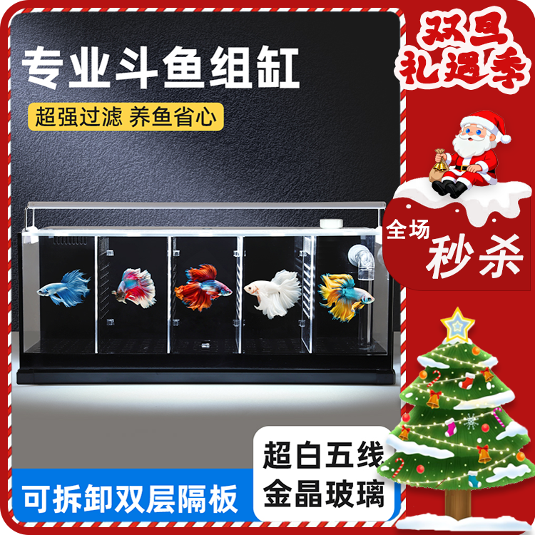 鱼缸专业组过滤净化分隔鱼缸居家网红款斗鱼缸