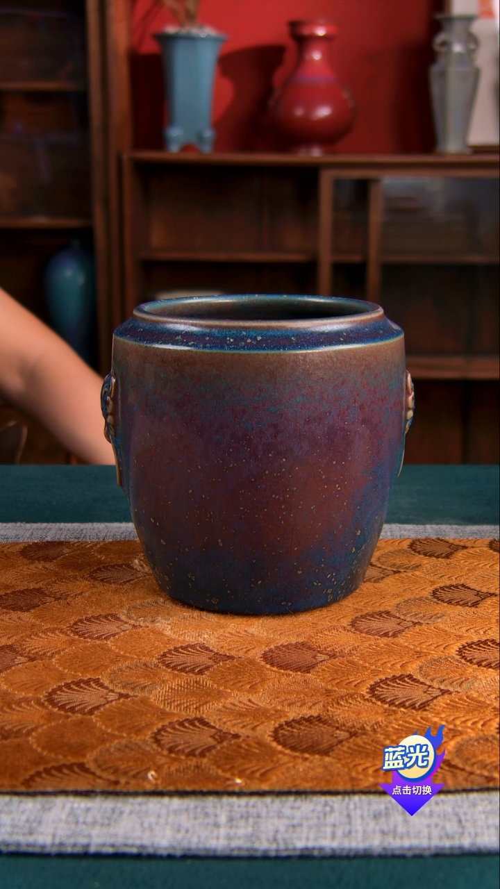 天* 孤品梁青杨钧瓷炭烧铺首