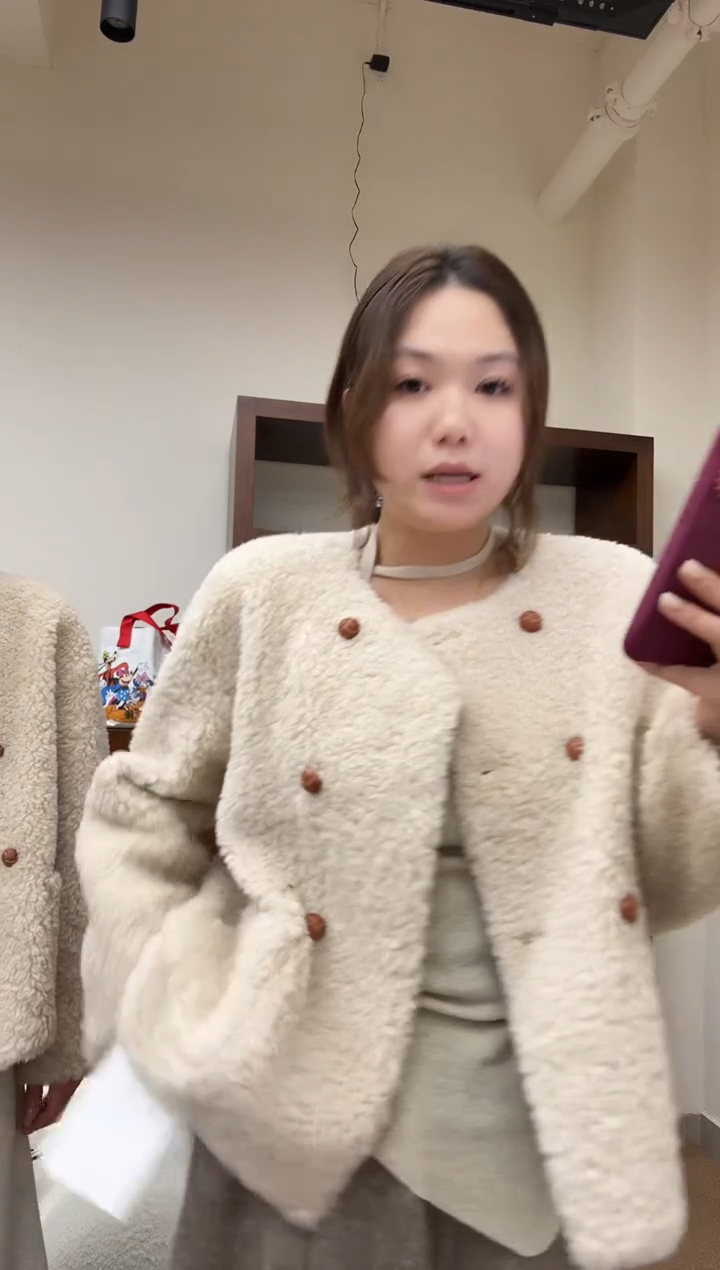 百羊毛外套 米色 衣长60