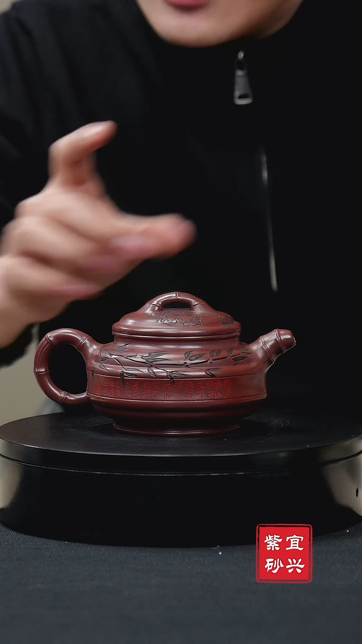 【闪购商品】紫砂茶壶102双线竹鼓手工紫砂壶